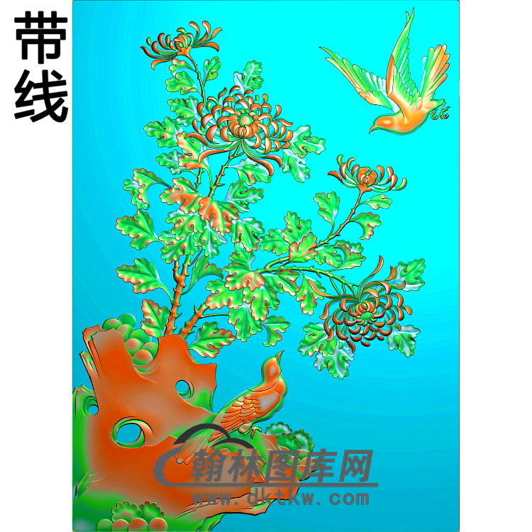 牡丹花鸟精雕图（MD-472)展示