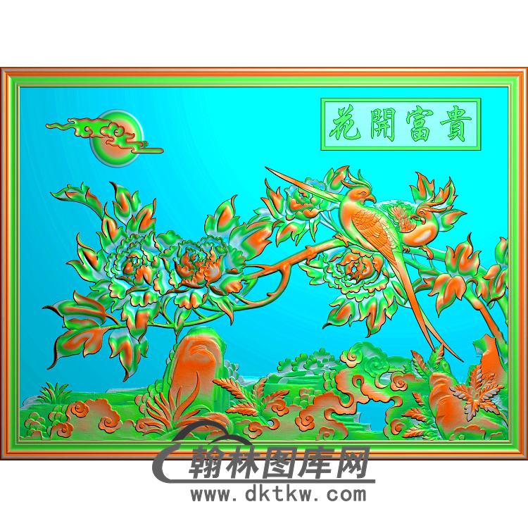 牡丹花鸟精雕图（MD-473)展示