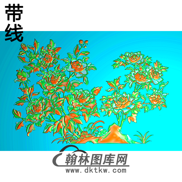 牡丹花鸟精雕图（MD-479)展示