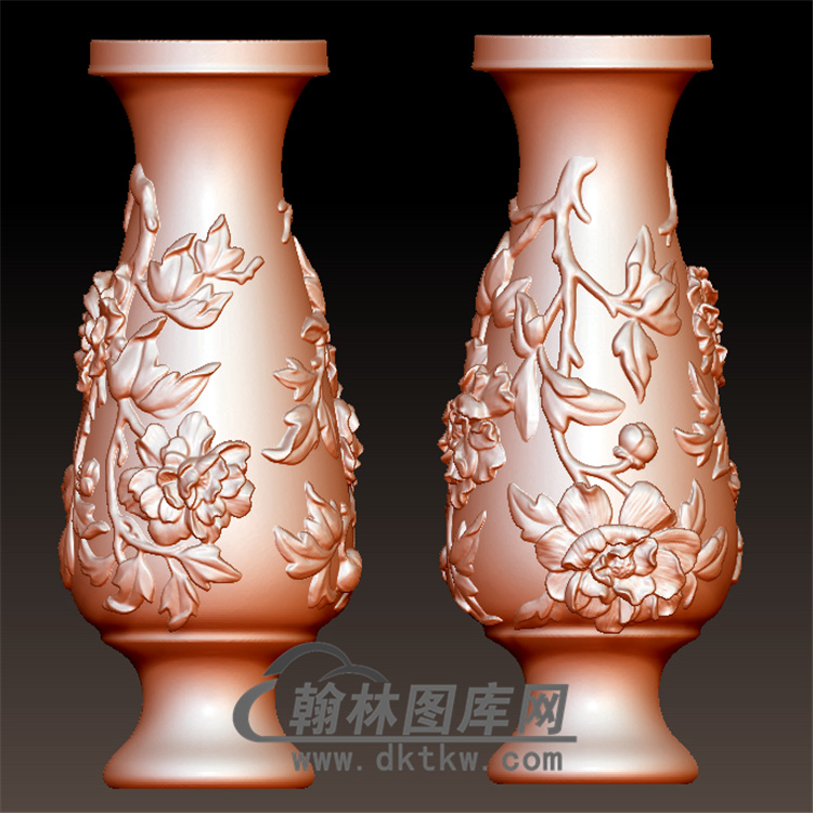 牡丹花瓶立体圆雕图(YHL-005)展示
