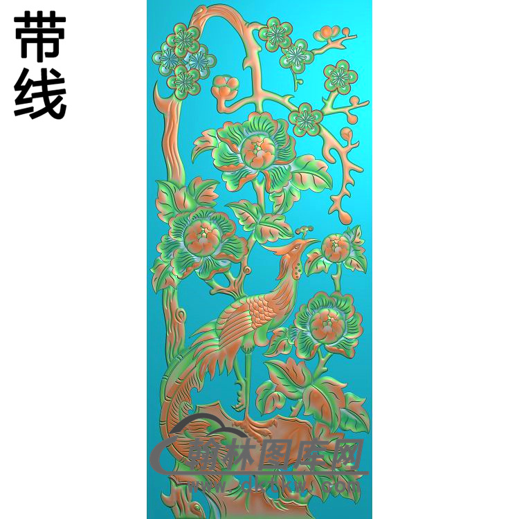牡丹花鸟精雕图（MD-491)展示