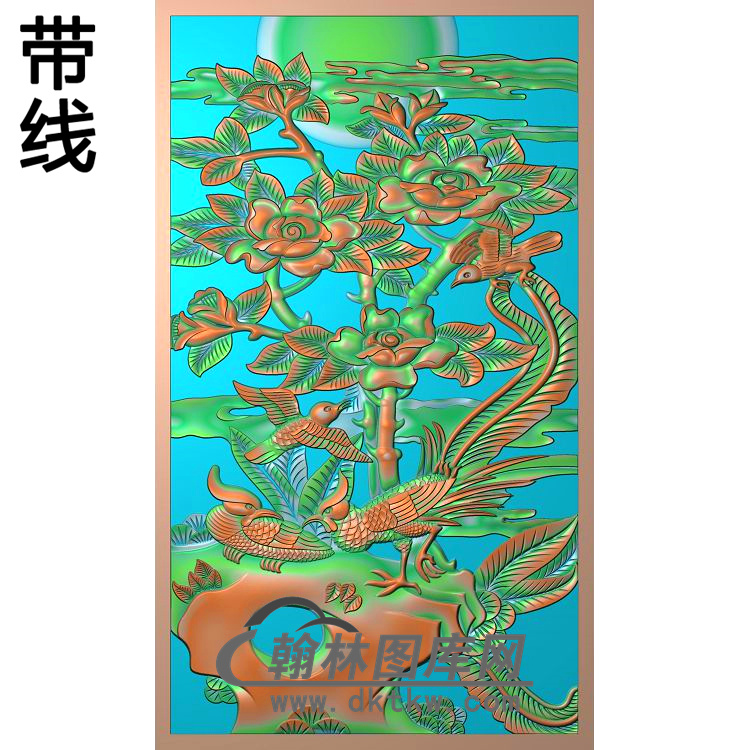 牡丹花鸟精雕图（MD-497)展示