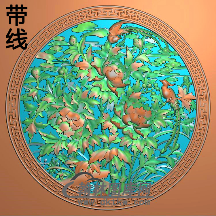 牡丹花鸟精雕图（MD-527)展示