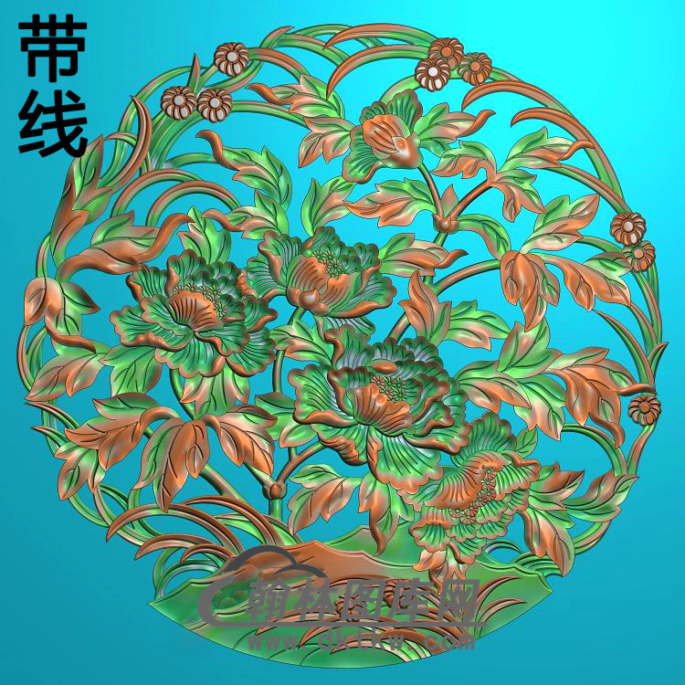 牡丹花鸟精雕图（MD-529)展示