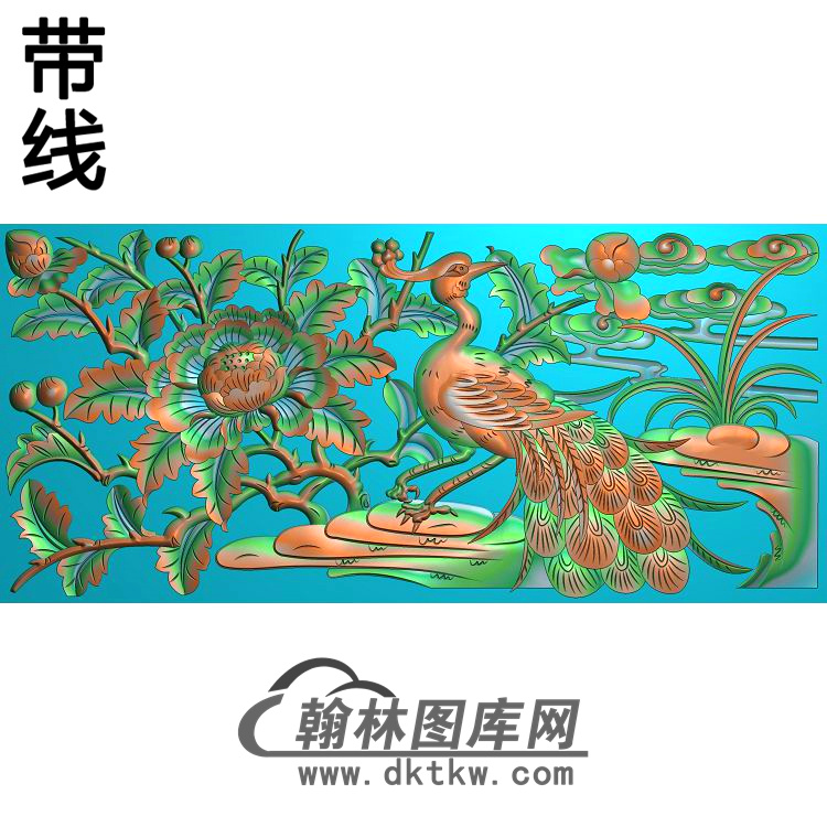 牡丹花鸟精雕图（MD-556)展示