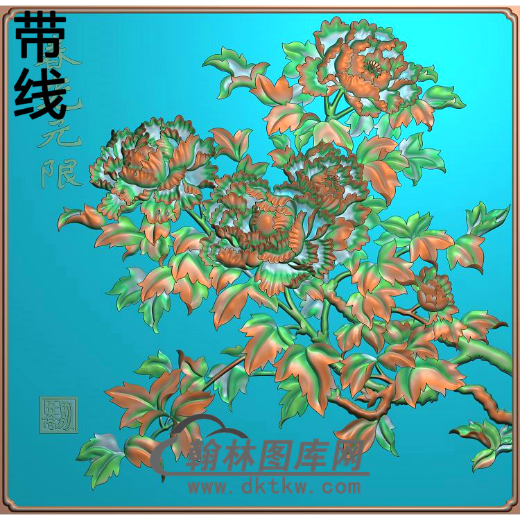 牡丹花鸟精雕图（MD-567)展示