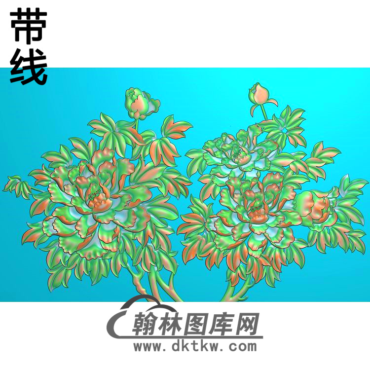 牡丹花鸟精雕图（MD-570)展示