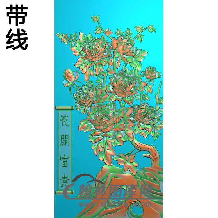 牡丹花鸟精雕图（MD-573)展示