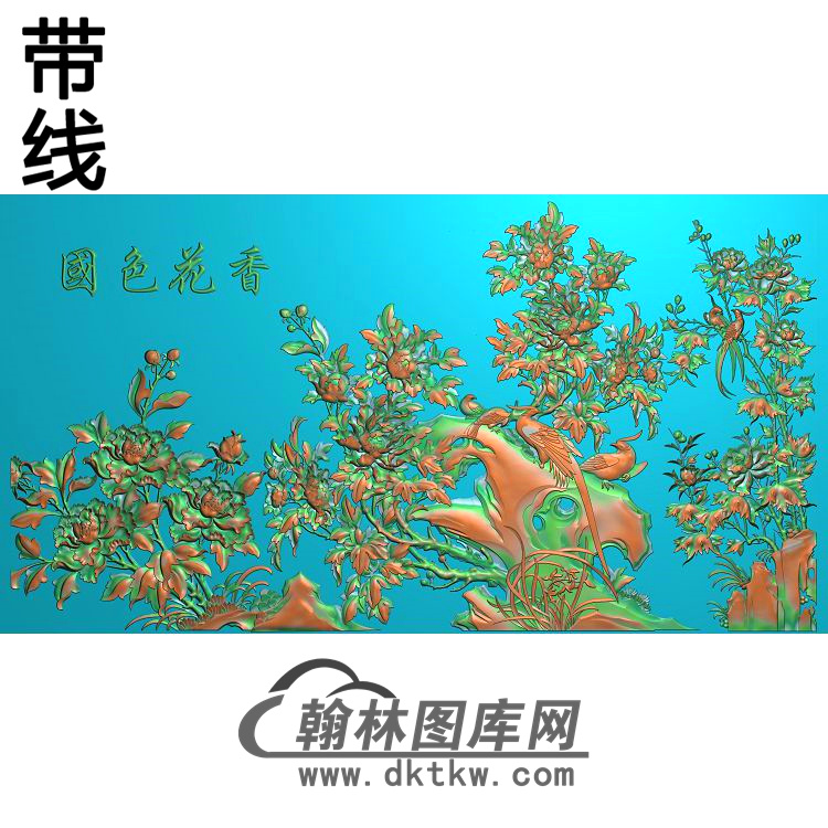 牡丹花鸟精雕图（MD-574)展示