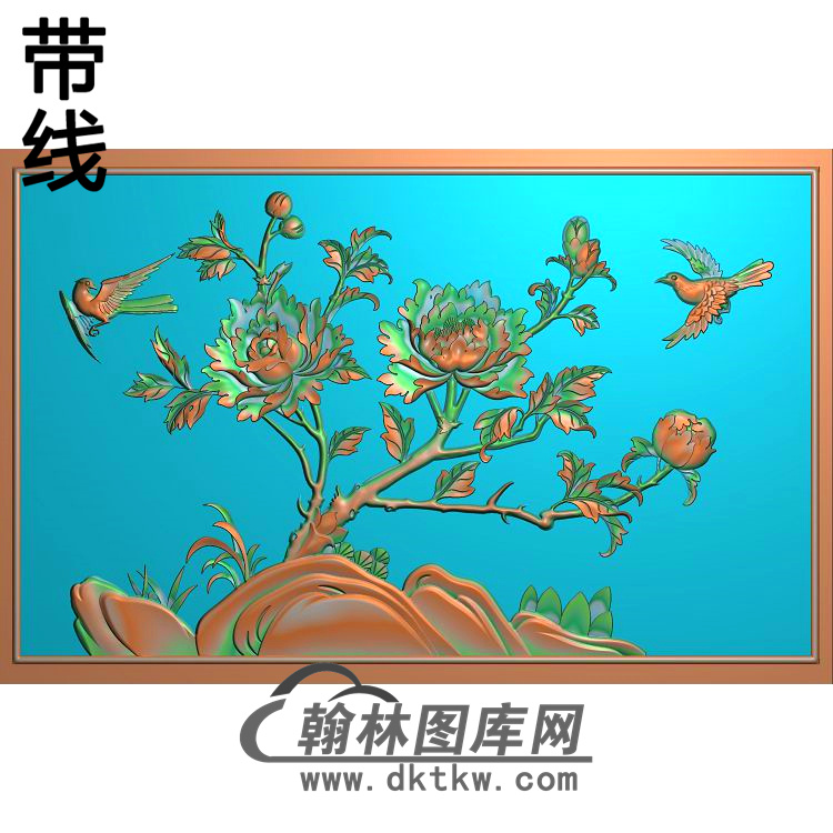 牡丹花鸟精雕图（MD-576)展示