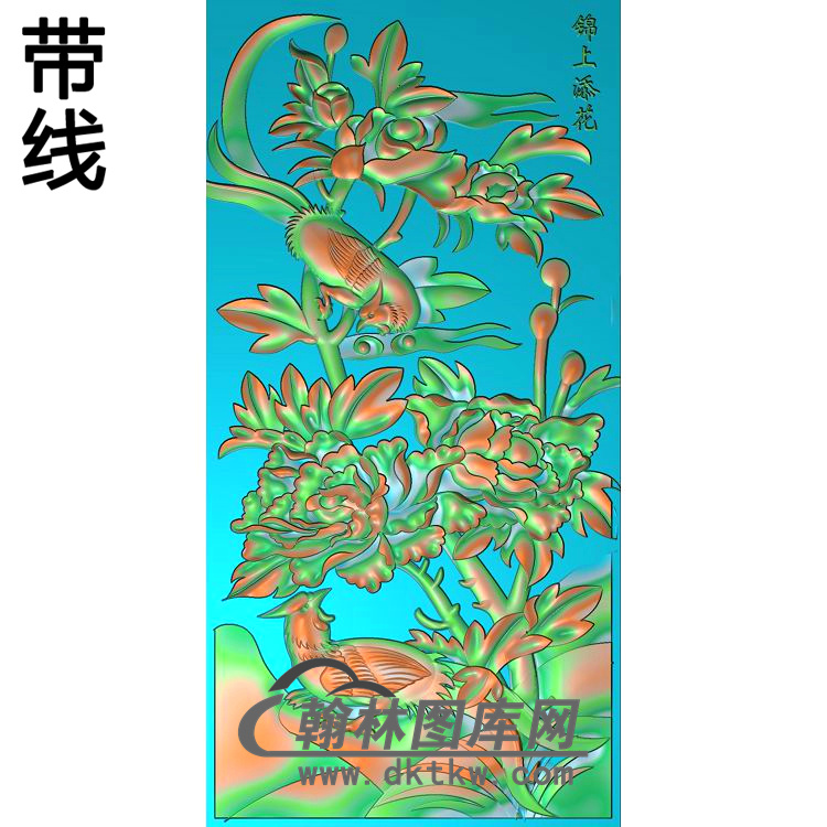 牡丹花鸟精雕图（MD-584)展示