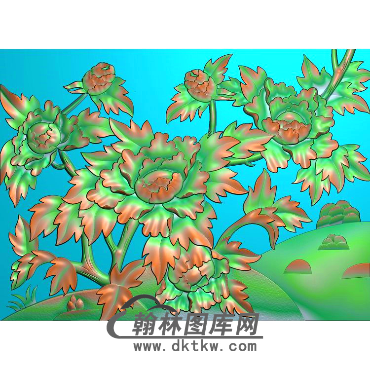 牡丹花鸟精雕图（MD-585)展示