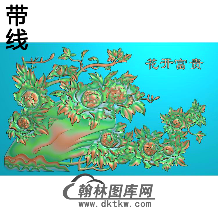 牡丹花鸟精雕图（MD-586)展示