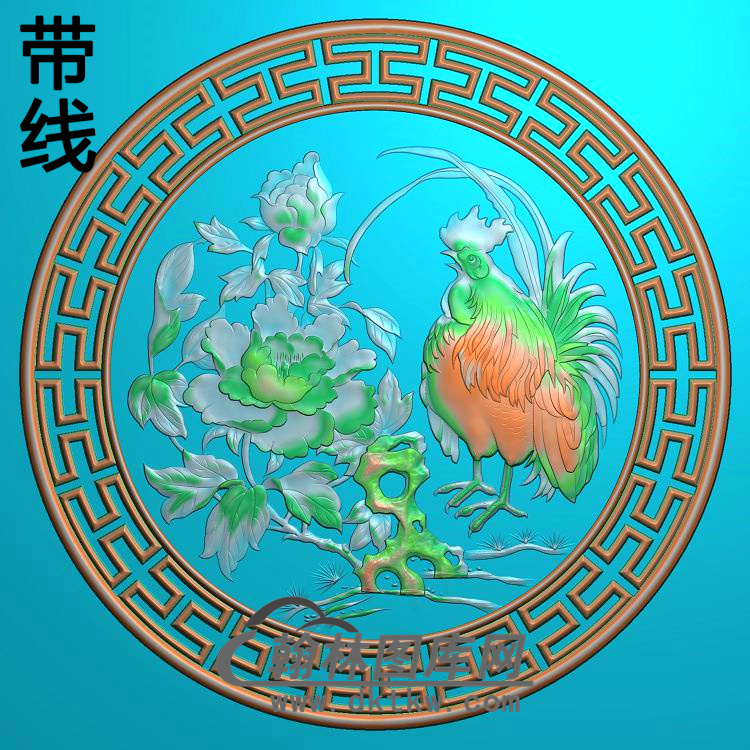 牡丹花鸟精雕图（MD-590)展示