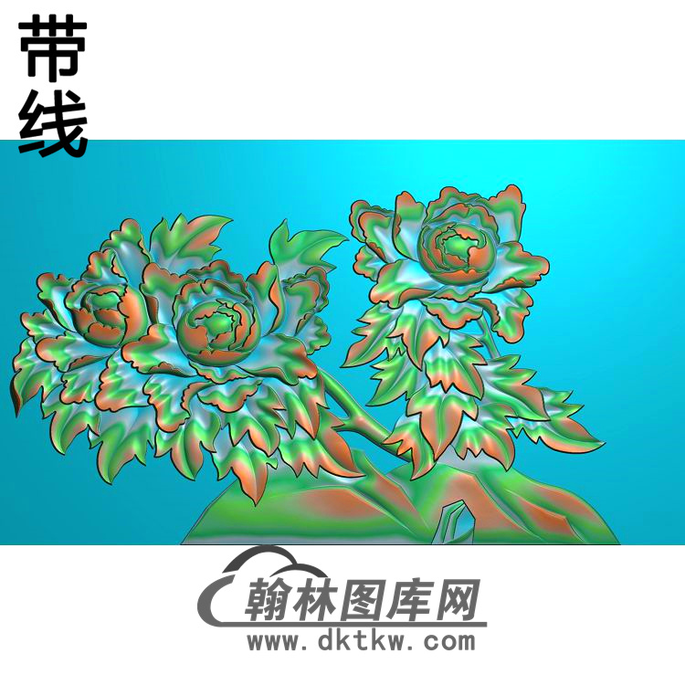 牡丹花鸟精雕图（MD-606)展示