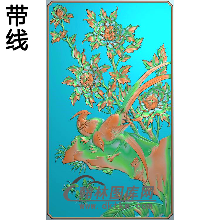 牡丹花鸟精雕图（MD-607)展示