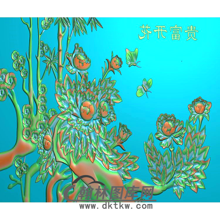 牡丹花鸟精雕图（MD-608)展示
