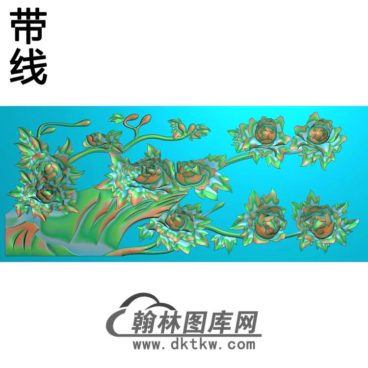 牡丹花鸟精雕图（MD-612)展示