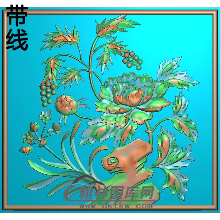 牡丹花鸟精雕图（MD-617)展示