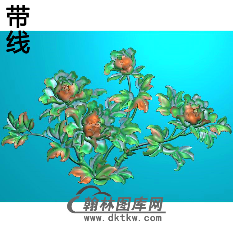 牡丹花鸟精雕图（MD-622)展示
