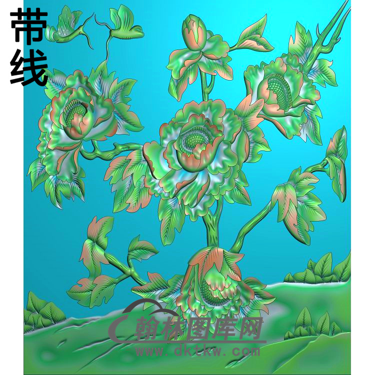 牡丹花鸟精雕图（MD-623)展示