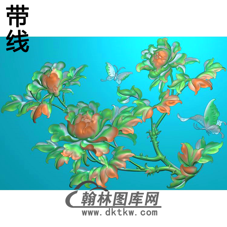 牡丹花鸟精雕图（MD-624)展示
