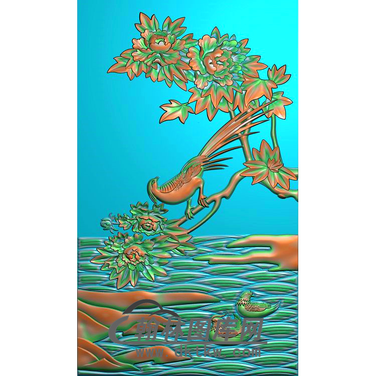 牡丹花鸟精雕图（MD-634)展示