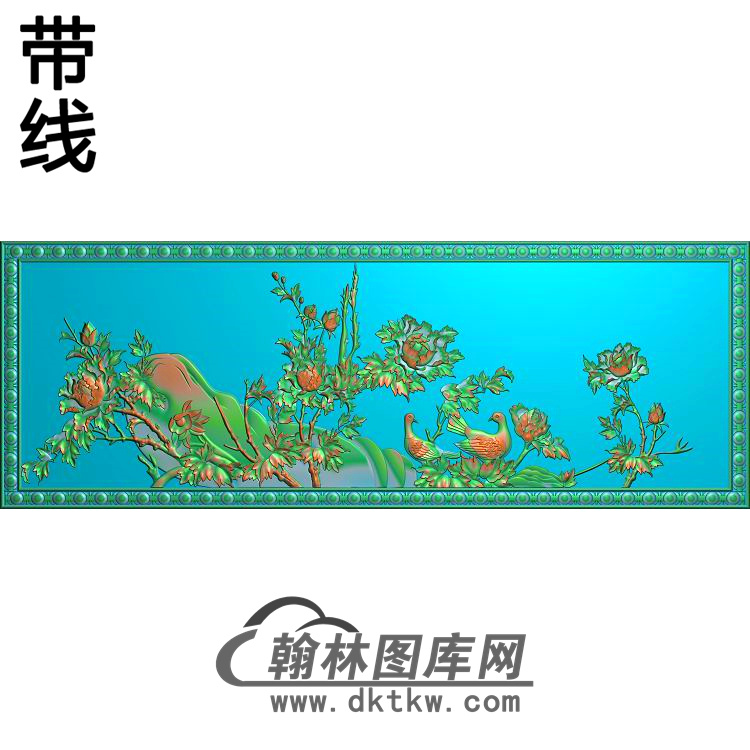 牡丹花鸟精雕图（MD-635)展示