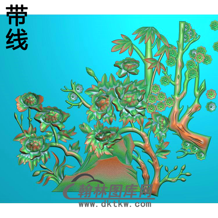 牡丹花鸟精雕图（MD-647)展示