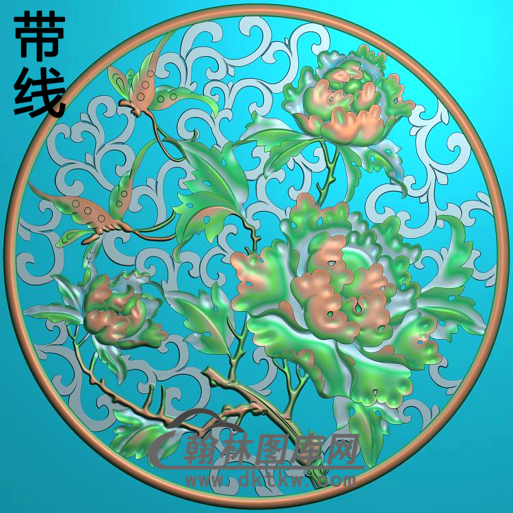 牡丹花鸟精雕图（MD-655)展示