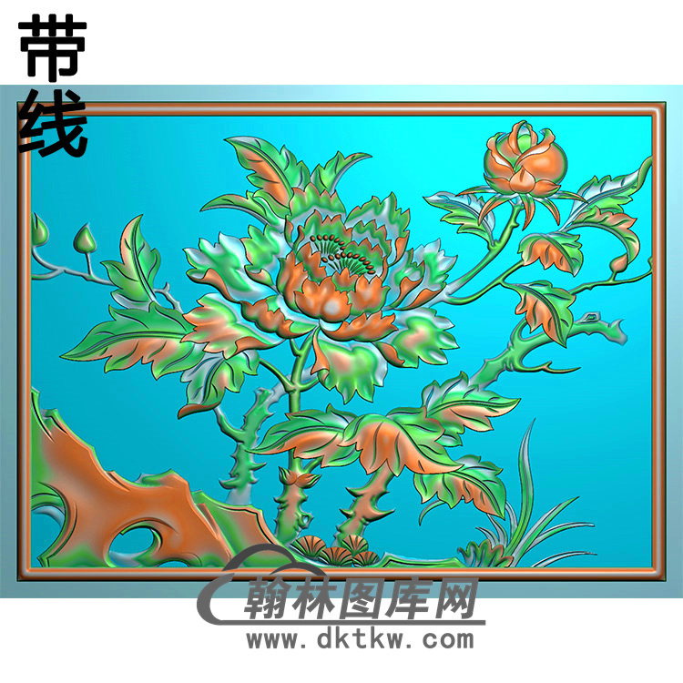 牡丹花鸟精雕图（MD-657)展示