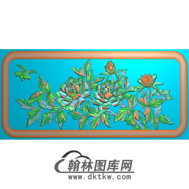 牡丹花鸟精雕图（MD-658)展示