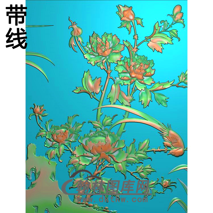 牡丹花鸟精雕图（MD-665)展示