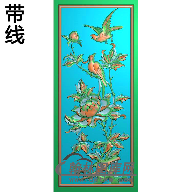 牡丹花鸟精雕图（MD-673)展示