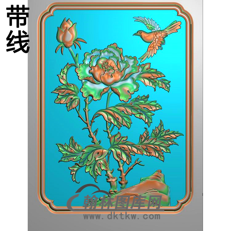 牡丹花鸟精雕图（MD-698)展示