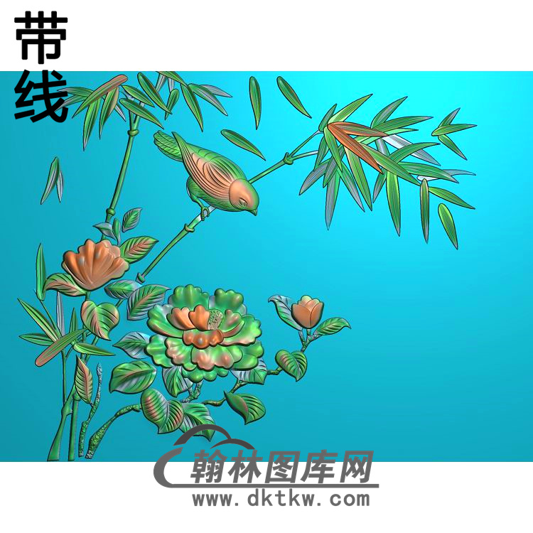 牡丹花鸟精雕图（MD-699)展示