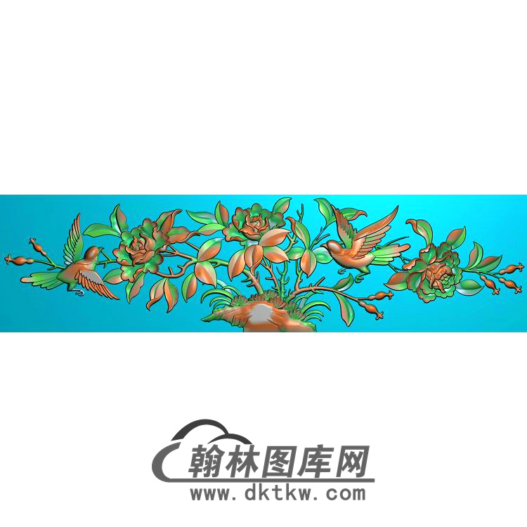 牡丹花鸟精雕图（MD-706)展示
