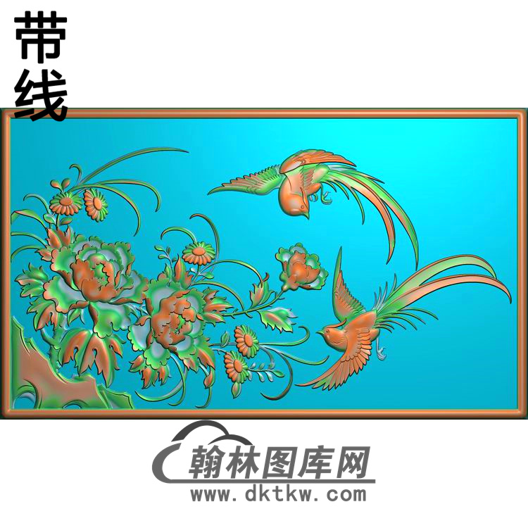 牡丹花鸟精雕图（MD-716)展示