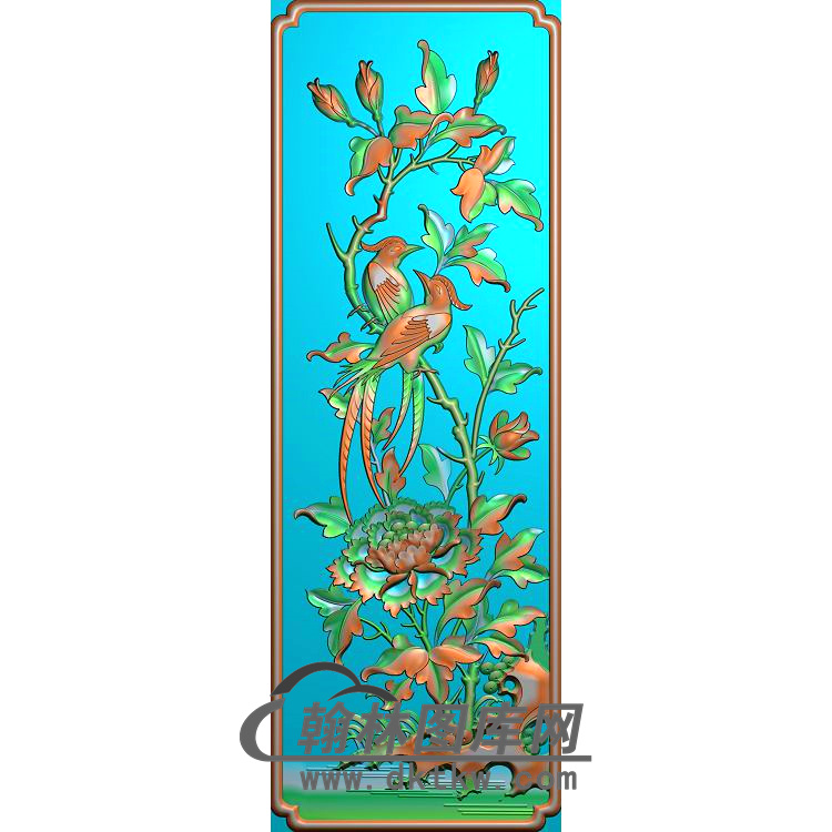 牡丹花鸟精雕图（MD-729)展示
