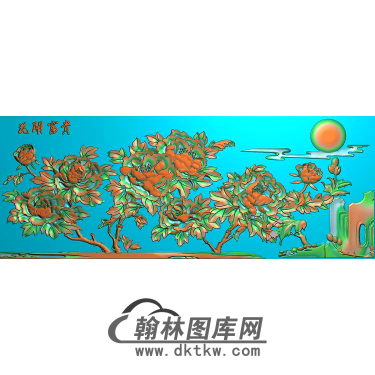 牡丹花鸟精雕图（MD-733)展示