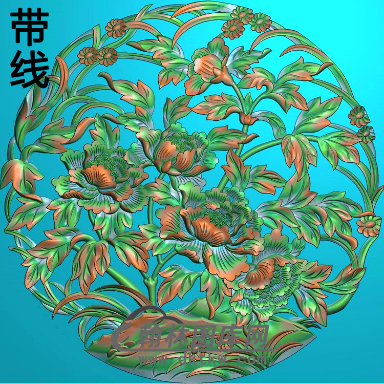 牡丹花鸟精雕图（MD-737)展示