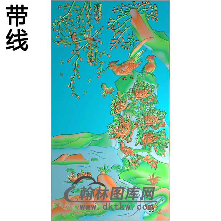 牡丹花鸟精雕图（MD-738)展示