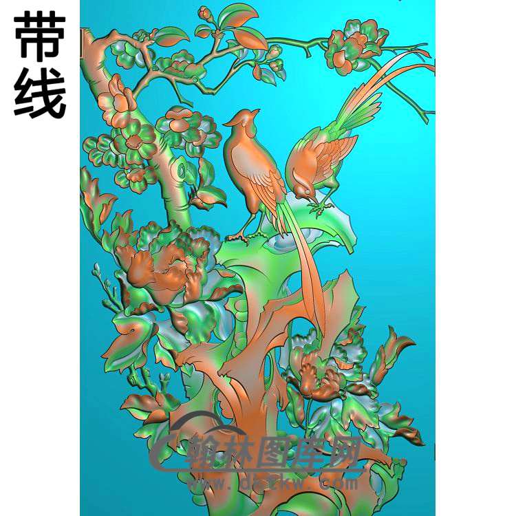 牡丹花鸟精雕图（MD-745)展示