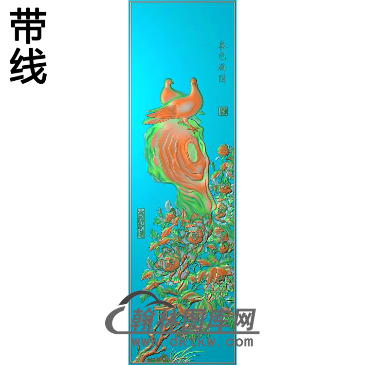 牡丹花鸟精雕图（MD-747)展示