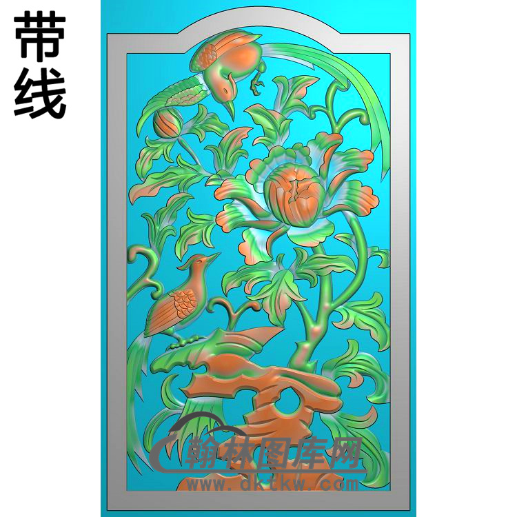 牡丹花鸟精雕图（MD-758)展示