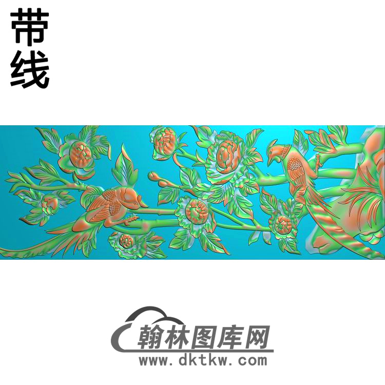 牡丹花鸟精雕图（MD-764)展示