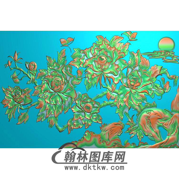 牡丹花鸟精雕图（MD-778)展示