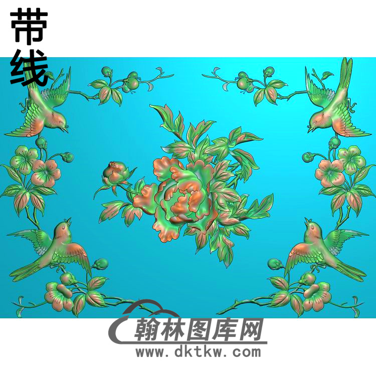 牡丹花鸟精雕图（MD-781)展示