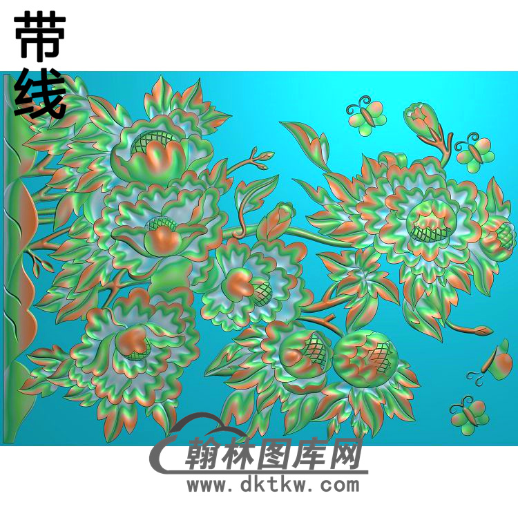 牡丹花鸟精雕图（MD-783)展示