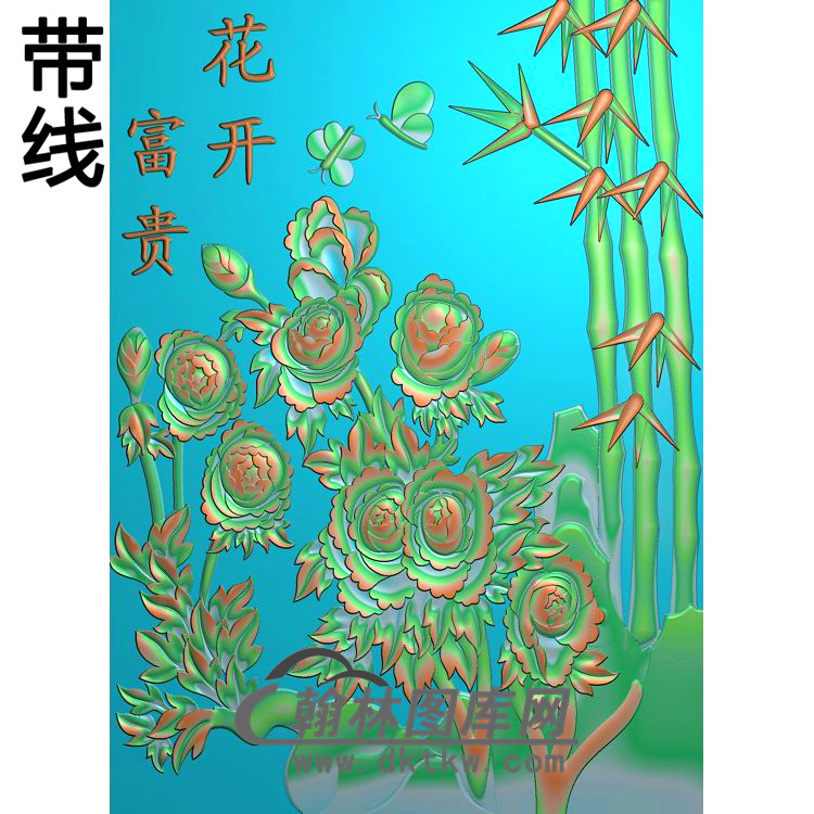 牡丹花鸟精雕图（MD-795)展示